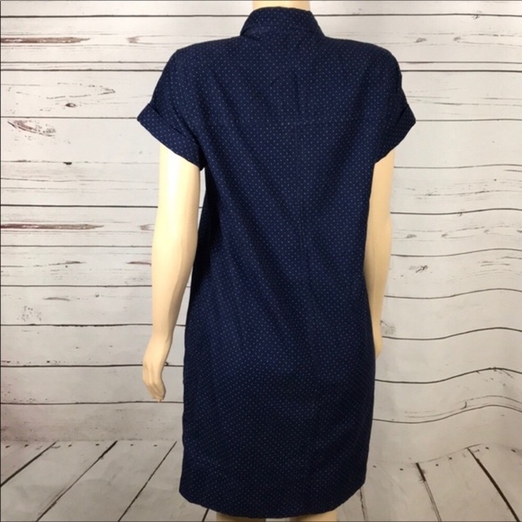 J. CREW Corduroy Shirt Dress in Navy with Swiss Dots - Picture 4 of 8